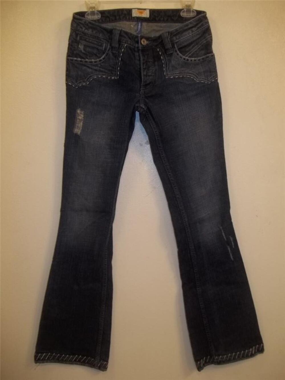 Antik Denim Blue Stretch Denim Boot Cut Top-stitched Jeans 28
